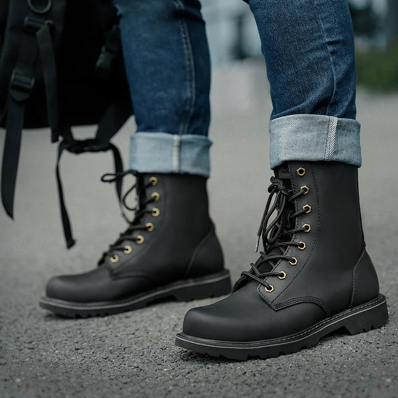 Hiking Shoes Men Waterproof Boots Hunting Shoes Tactical trekking Combat Boots Ankle sneaker Leather Snow High-top Walking Boots