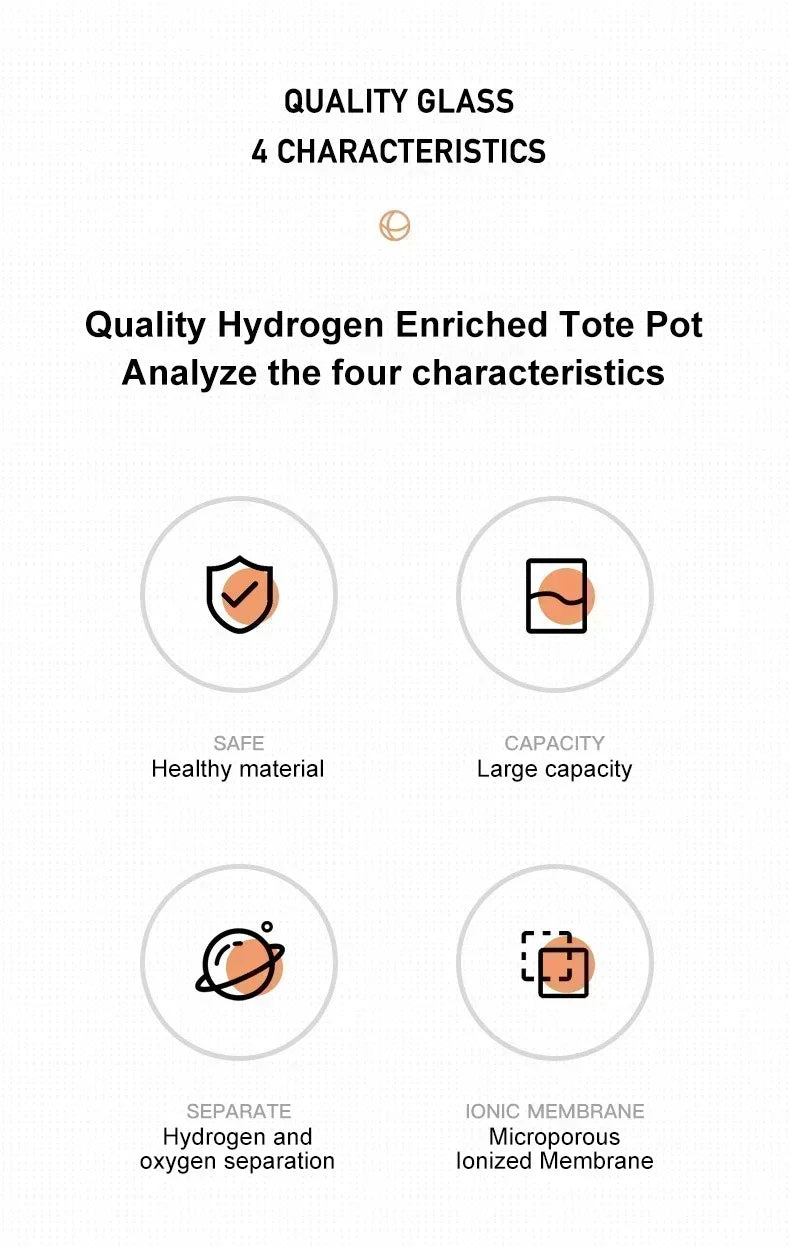 1.5L Hydrogen Rich Portable Sports Water Bottle Rich Molecular Hydrogen Water  kettle