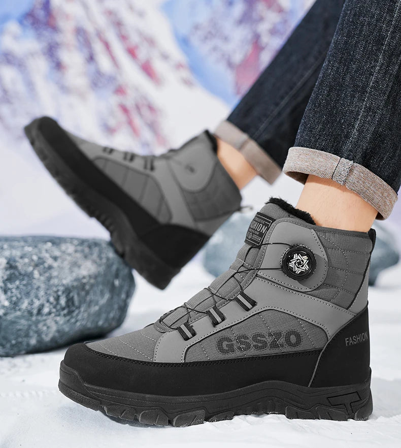 Snow Boots for Men Casual Winter Shoes Waterproof Platform Non-slip Warm Fur Ankle Boots Plush Combat Outdoor Hiking Boots