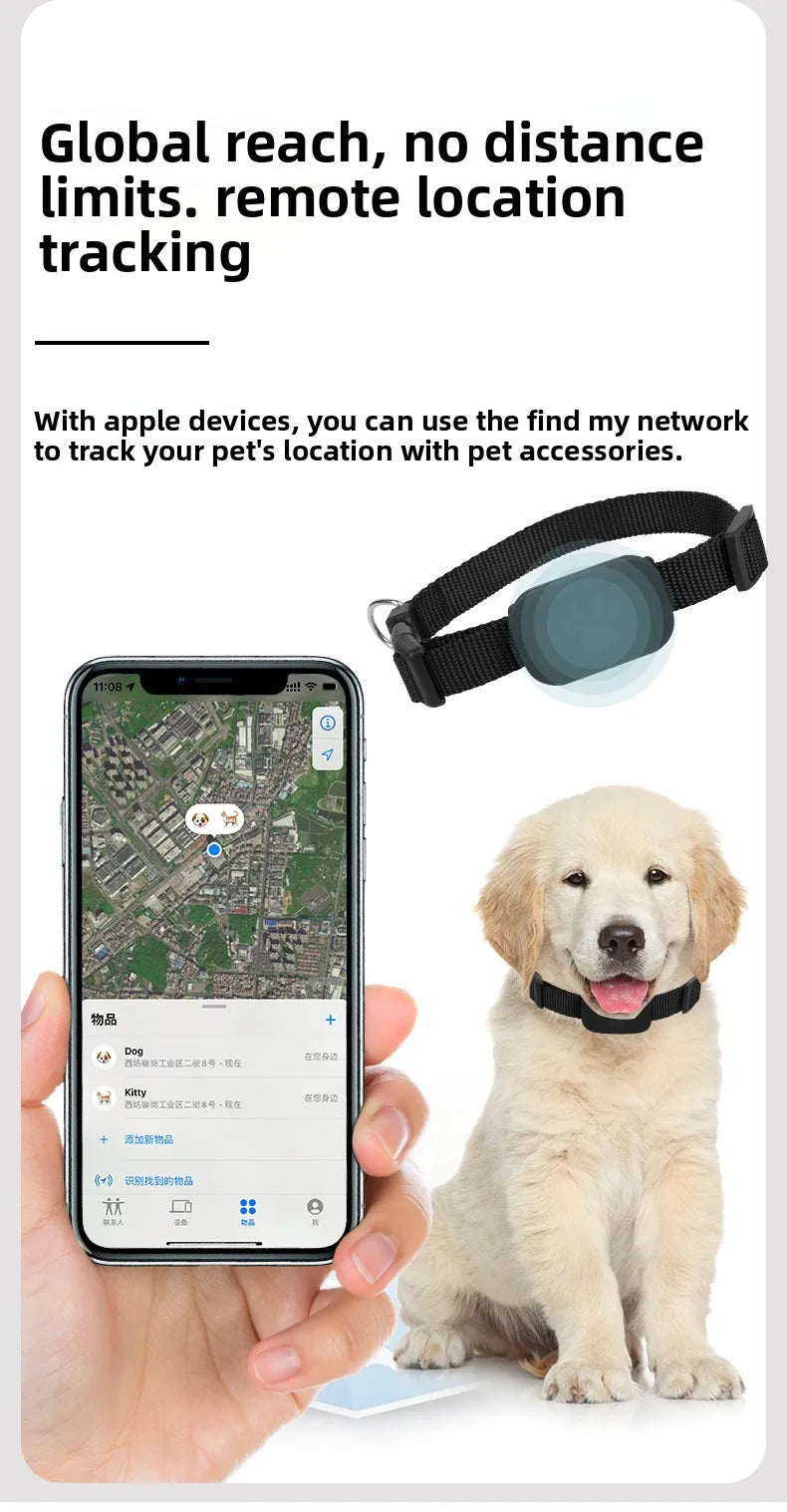 Pet Tracker GPS Waterproof Dog Cat Finder with Real-Time Tracking Anti-Lost Alarm Smart APP Notification Locator Collar for Pets