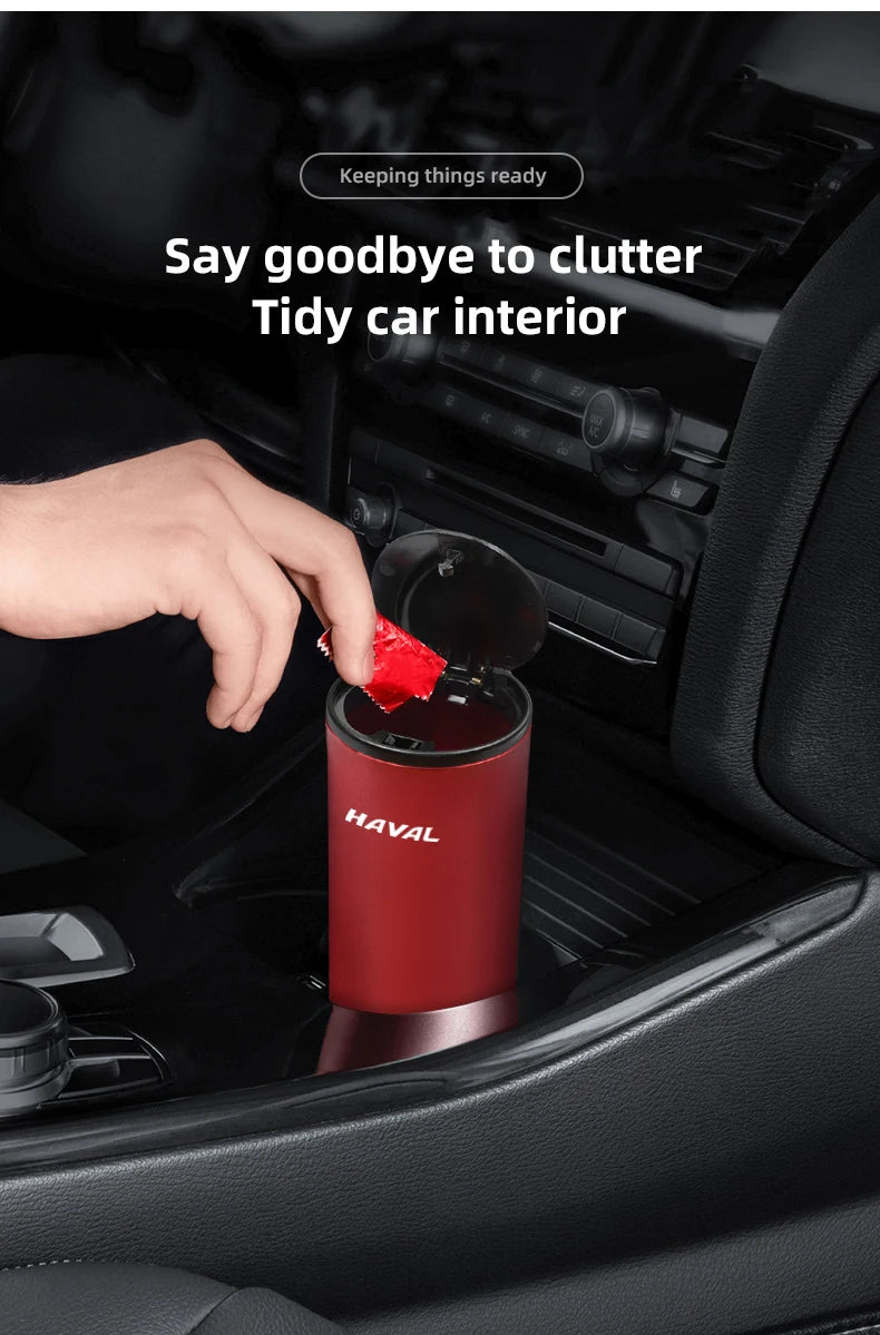 Car Trash Bin Alloy Garbage Can Car Organizer Storage Accessories For Haval H4 H5 H7 H6 Jolion H9 H1 M6 H8 F5 H2 F7X F7 Dargo H3