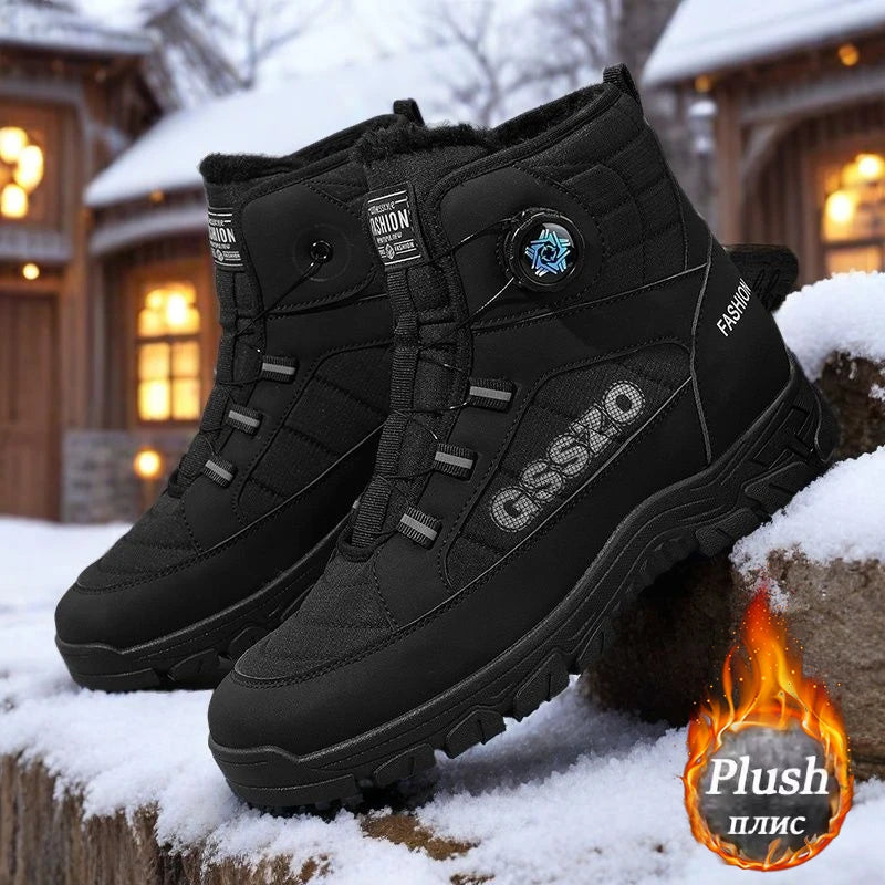 Snow Boots for Men Casual Winter Shoes Waterproof Platform Non-slip Warm Fur Ankle Boots Plush Combat Outdoor Hiking Boots