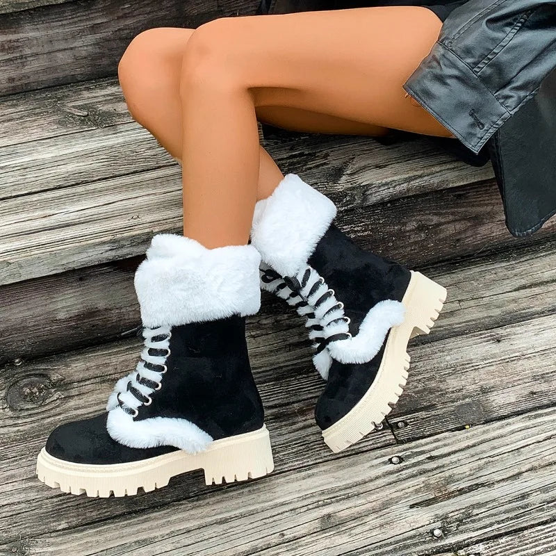 Snow boots: New winter collection chunky-heeled ankle boots – warm, slip-resistant outdoor cotton footwear