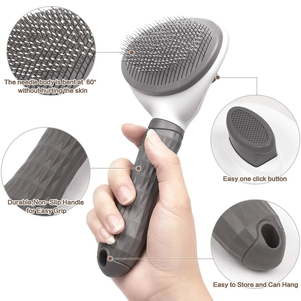 Pet Grooming Brush for Dogs Cats Self Cleaning Dematting Comb Removes Loose Hair Dog Cat Brush Pets Accessories