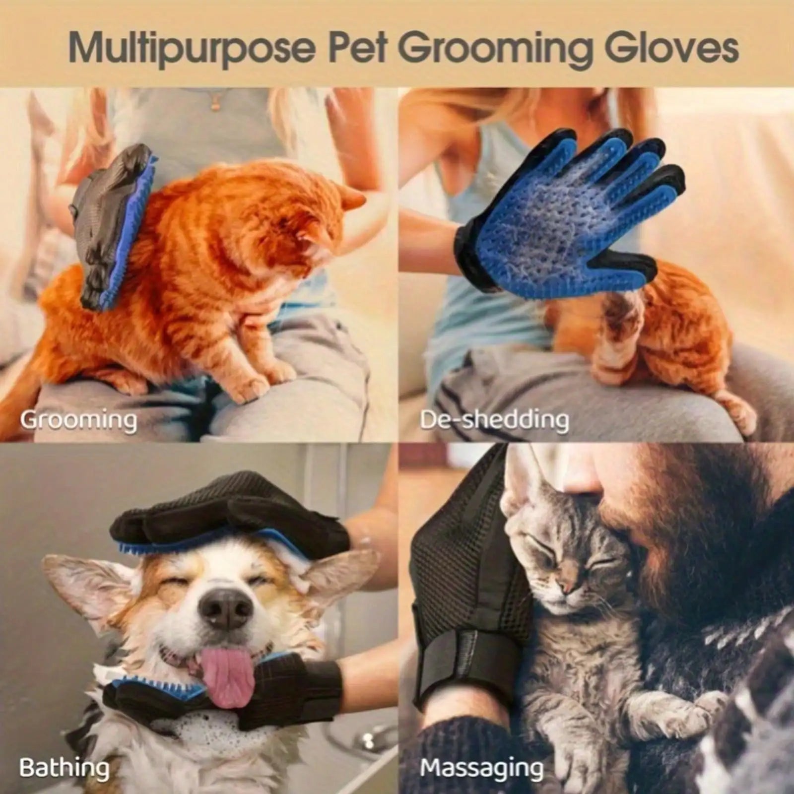 1pcs Pet Grooming Glove Brush For Dogs And Cats Fur And Hair Removal Mitt（Left or right hand）