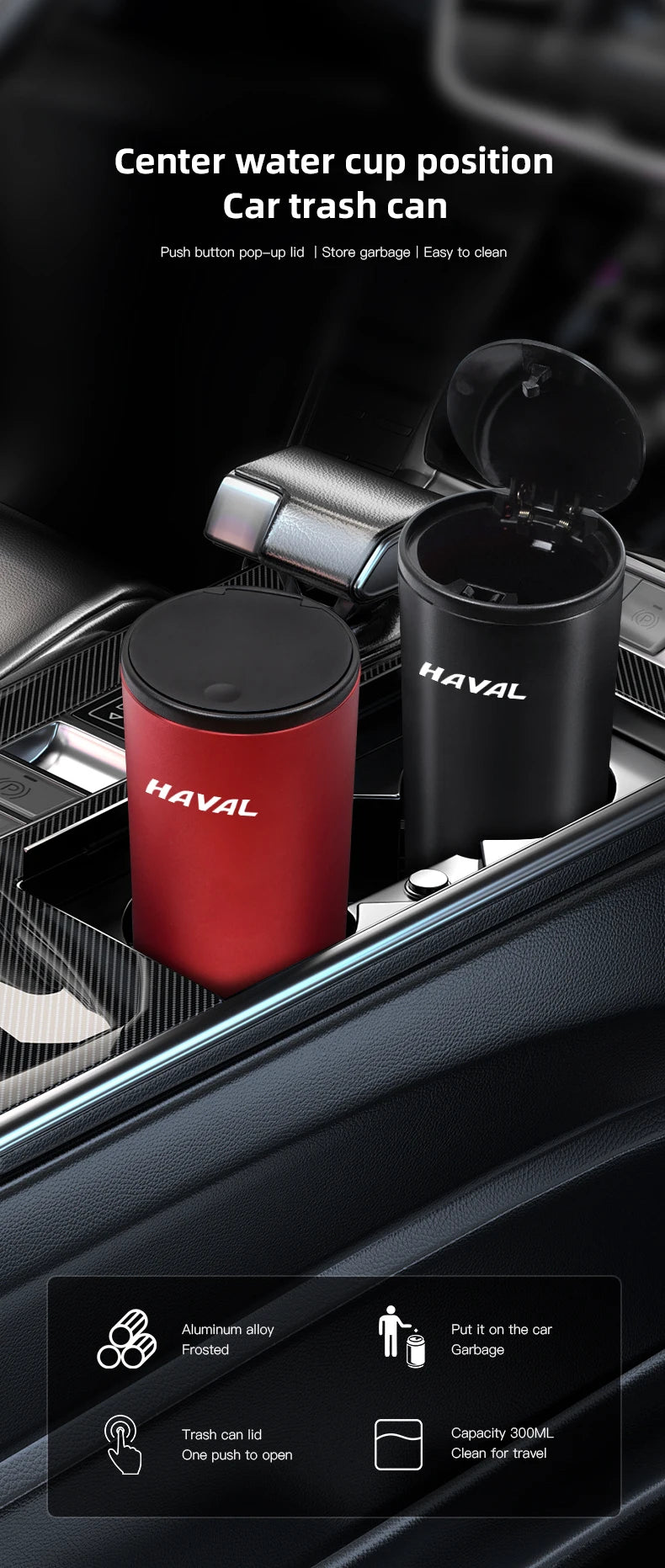 Car Trash Bin Alloy Garbage Can Car Organizer Storage Accessories For Haval H4 H5 H7 H6 Jolion H9 H1 M6 H8 F5 H2 F7X F7 Dargo H3