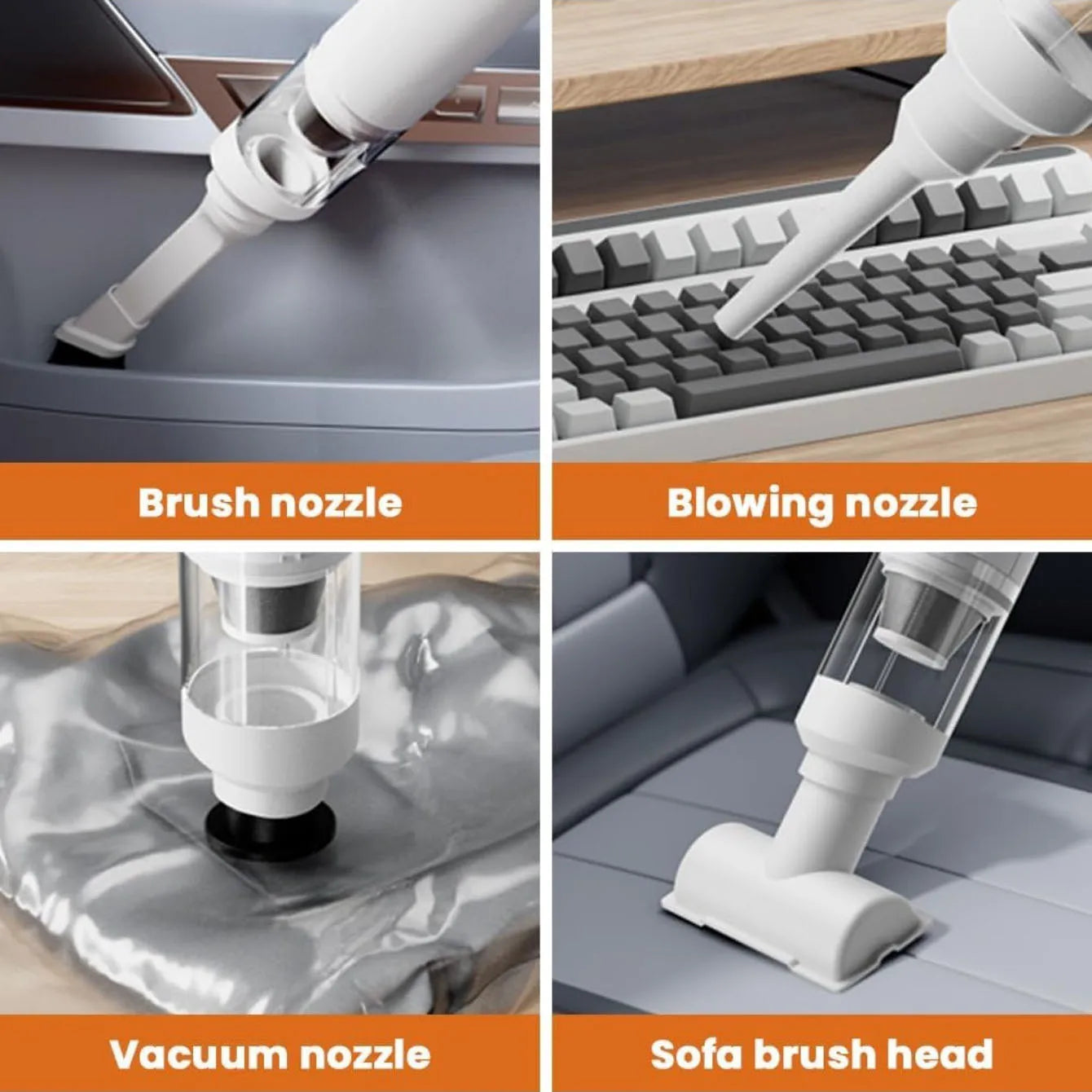 Portable Car Vacuum Cleaner: Mini Handheld Cordless Cleaner with Blower Function, Powerful Suction, and Brushless Motor