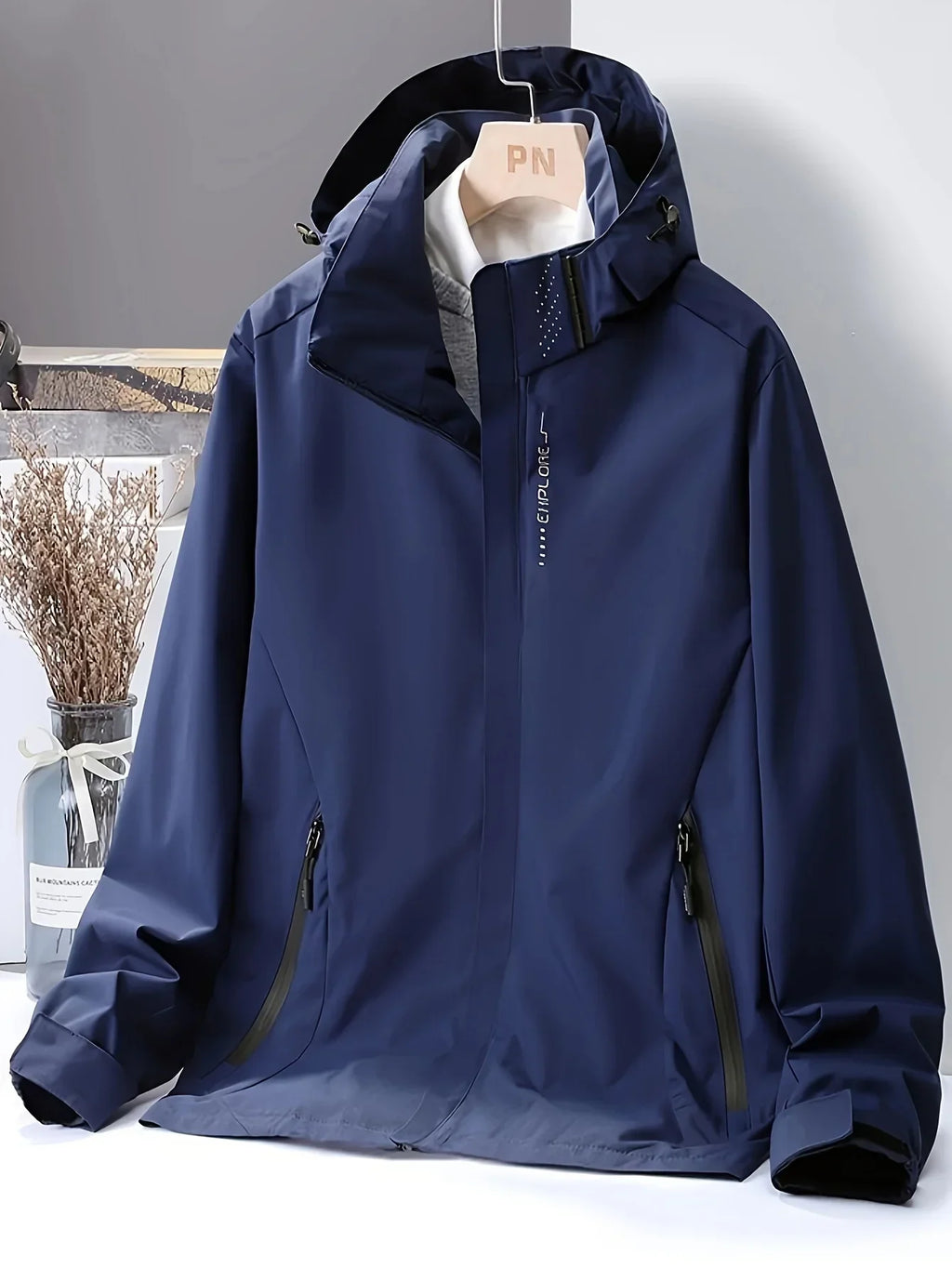 New Men's Lightweight Waterproof Rain Jacket Hooded Shell Outdoor Windbreaker for Hiking & Travel Breathable & Packable Coat Men