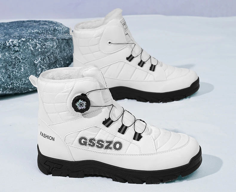 Snow Boots for Men Casual Winter Shoes Waterproof Platform Non-slip Warm Fur Ankle Boots Plush Combat Outdoor Hiking Boots