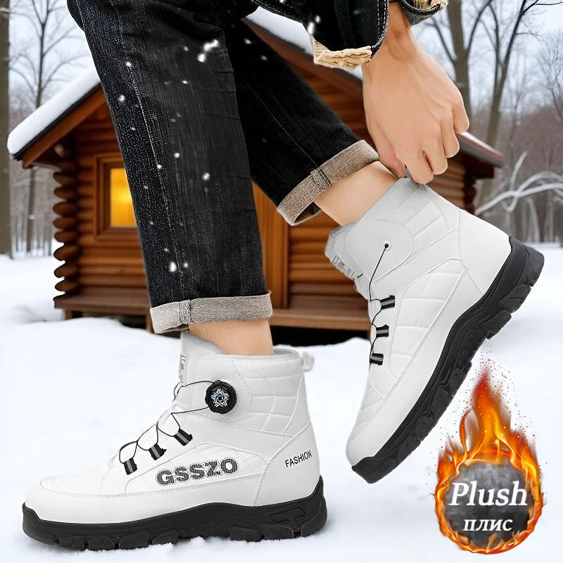 Snow Boots for Men Casual Winter Shoes Waterproof Platform Non-slip Warm Fur Ankle Boots Plush Combat Outdoor Hiking Boots