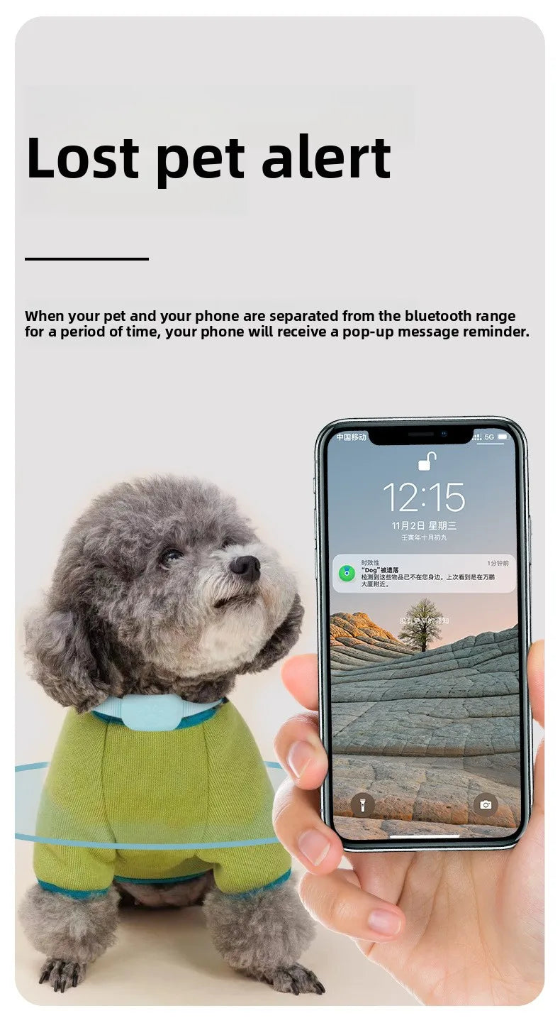 Pet Tracker GPS Waterproof Dog Cat Finder with Real-Time Tracking Anti-Lost Alarm Smart APP Notification Locator Collar for Pets
