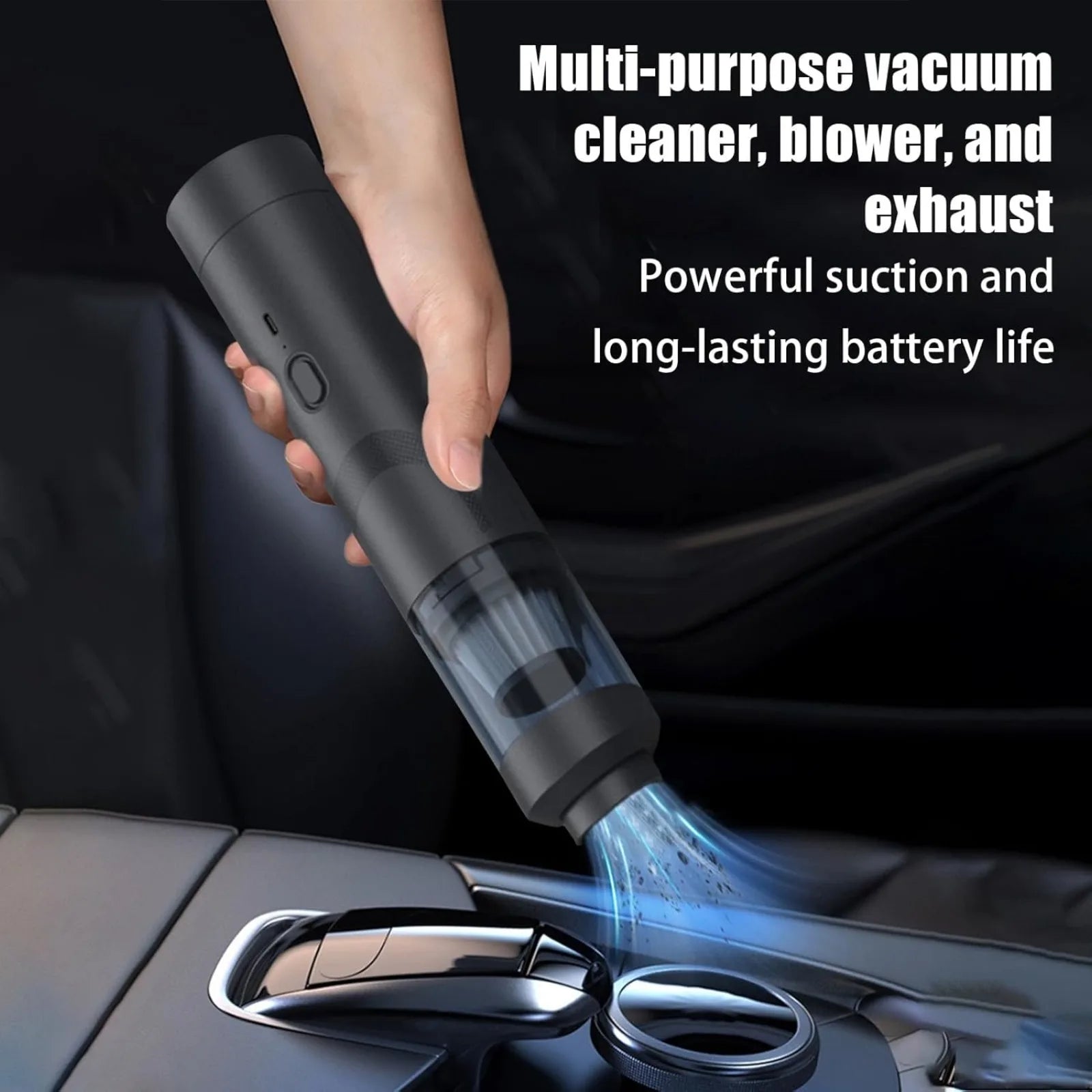 Portable Car Vacuum Cleaner: Mini Handheld Cordless Cleaner with Blower Function, Powerful Suction, and Brushless Motor