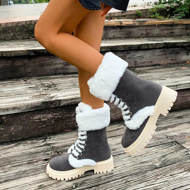 Snow boots: New winter collection chunky-heeled ankle boots – warm, slip-resistant outdoor cotton footwear