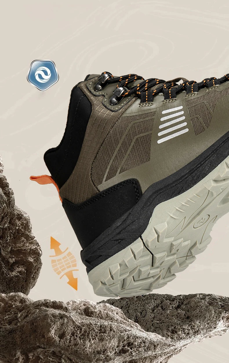 Hiking Shoes Men Outdoor Anti-slip Lace-up High-top Women Shoes Flat Breathable Shock-absorbing Casual Sports Shoes Men