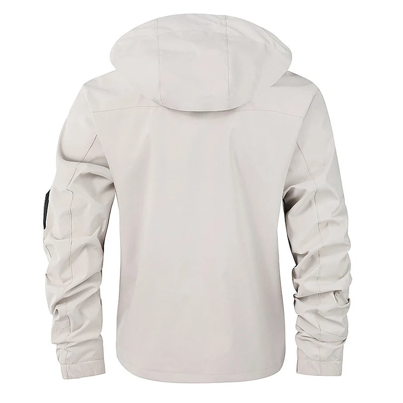 Men Lightweight Jackets Multi-Pockets Mesh Lined Outdoor Men Tactical Windproof Waterproof Jacket Mens Hooded Bomber Coats