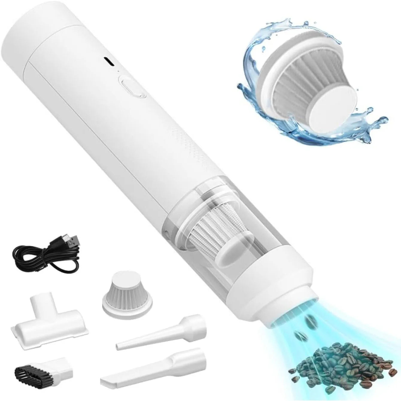 Portable Car Vacuum Cleaner: Mini Handheld Cordless Cleaner with Blower Function, Powerful Suction, and Brushless Motor