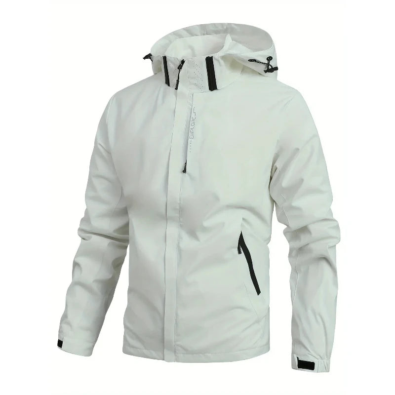 New Men's Lightweight Waterproof Rain Jacket Hooded Shell Outdoor Windbreaker for Hiking & Travel Breathable & Packable Coat Men
