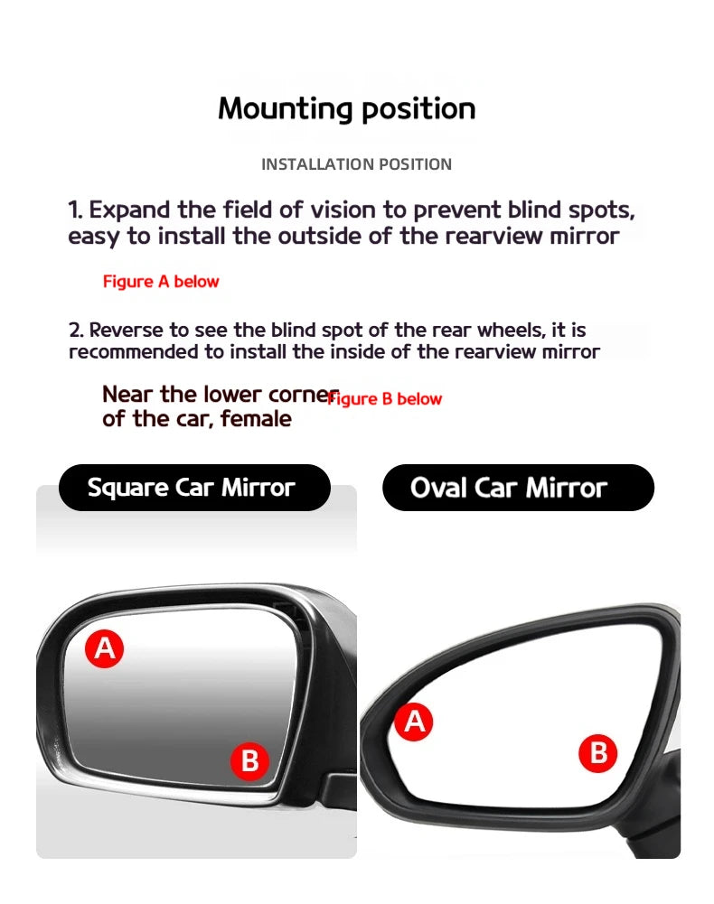 360 Degree HD Blind Spot Mirror For Car Reverse Frameless Ultrathin Wide Angle Round Convex Rear View Mirror Car Accessorie