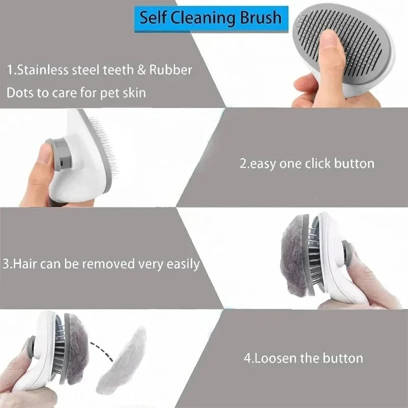 Pet Grooming Brush for Dogs Cats Self Cleaning Dematting Comb Removes Loose Hair Dog Cat Brush Pets Accessories