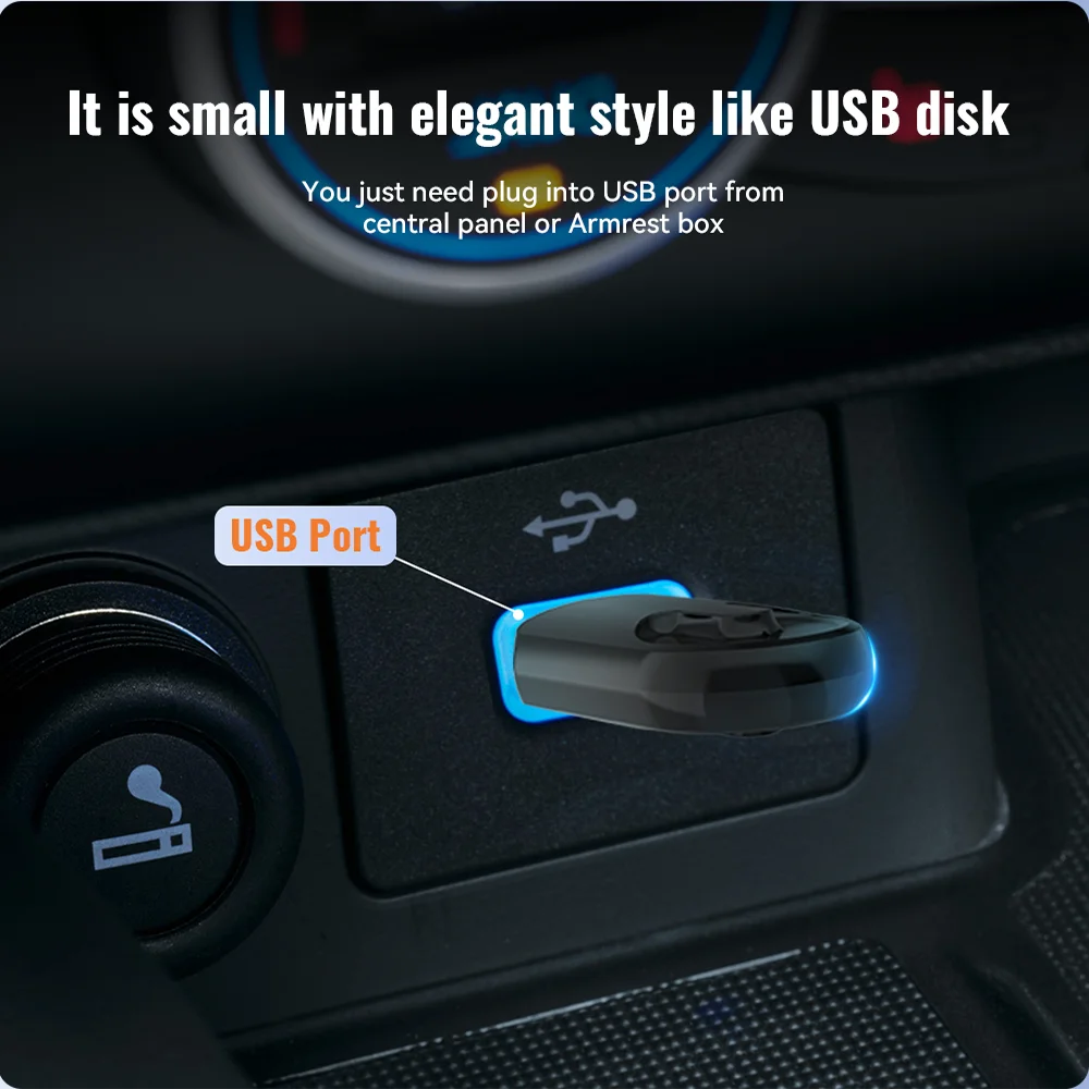 Wired to Wireless CarPlay&Android Auto 2in1 Mini Adapter USB 5GHz WiFi Suitable for 99% of original wired carplay/auto cars
