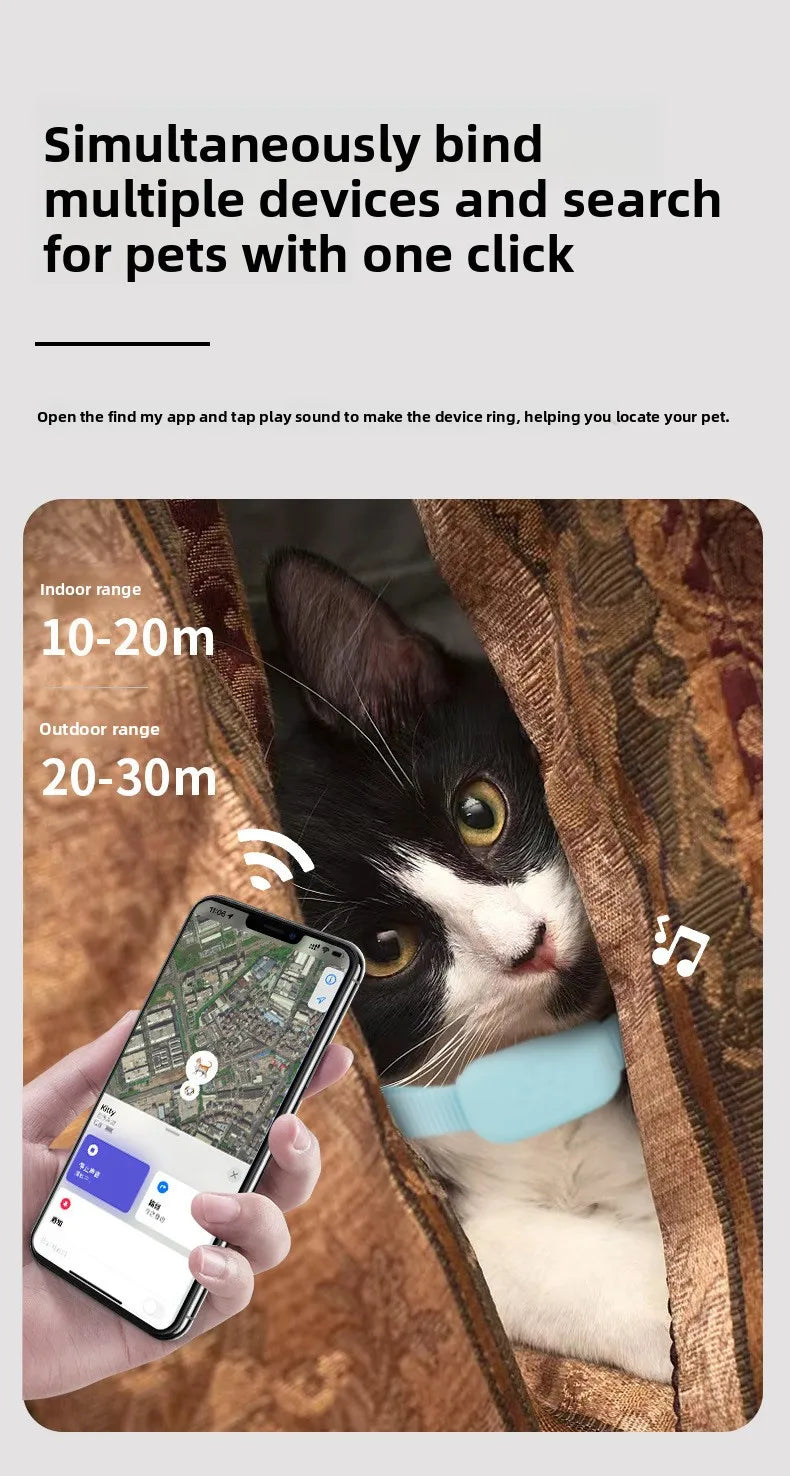 Pet Tracker GPS Waterproof Dog Cat Finder with Real-Time Tracking Anti-Lost Alarm Smart APP Notification Locator Collar for Pets