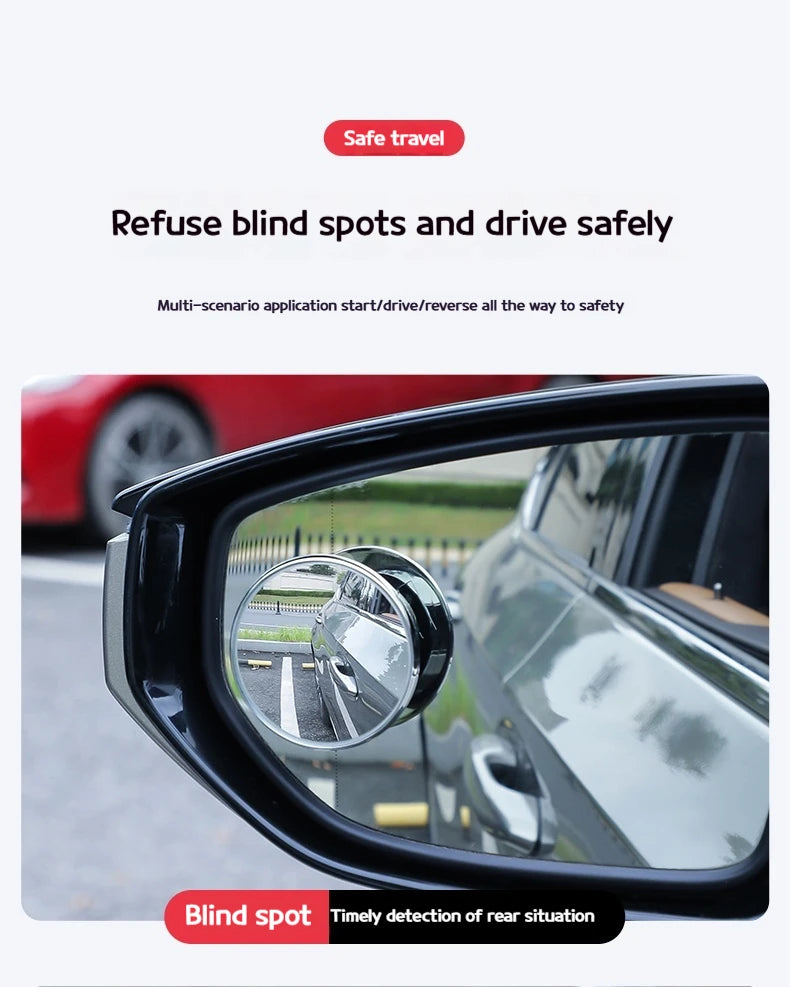 360 Degree HD Blind Spot Mirror For Car Reverse Frameless Ultrathin Wide Angle Round Convex Rear View Mirror Car Accessorie