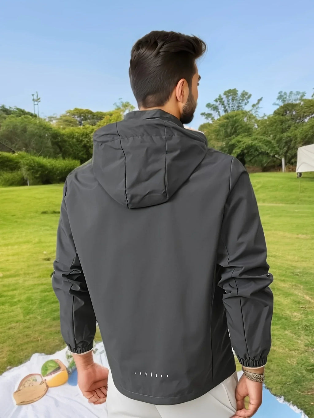 New Men's Lightweight Waterproof Rain Jacket Hooded Shell Outdoor Windbreaker for Hiking & Travel Breathable & Packable Coat Men