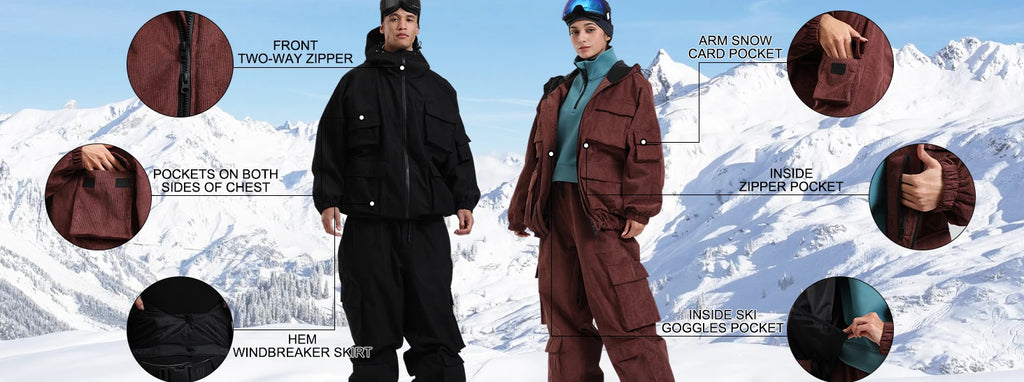 GSOU SNOW New Ski Jacket Loose Warm Windproof Snow Garment Waterproof Wear Resistant Skiing Clothing Winter Outdoor Sports Tops