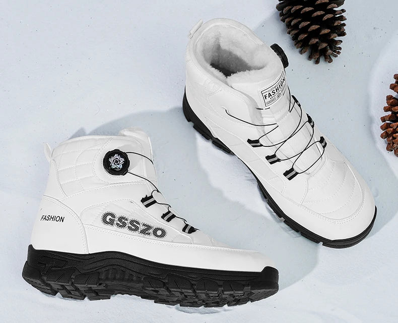 Snow Boots for Men Casual Winter Shoes Waterproof Platform Non-slip Warm Fur Ankle Boots Plush Combat Outdoor Hiking Boots