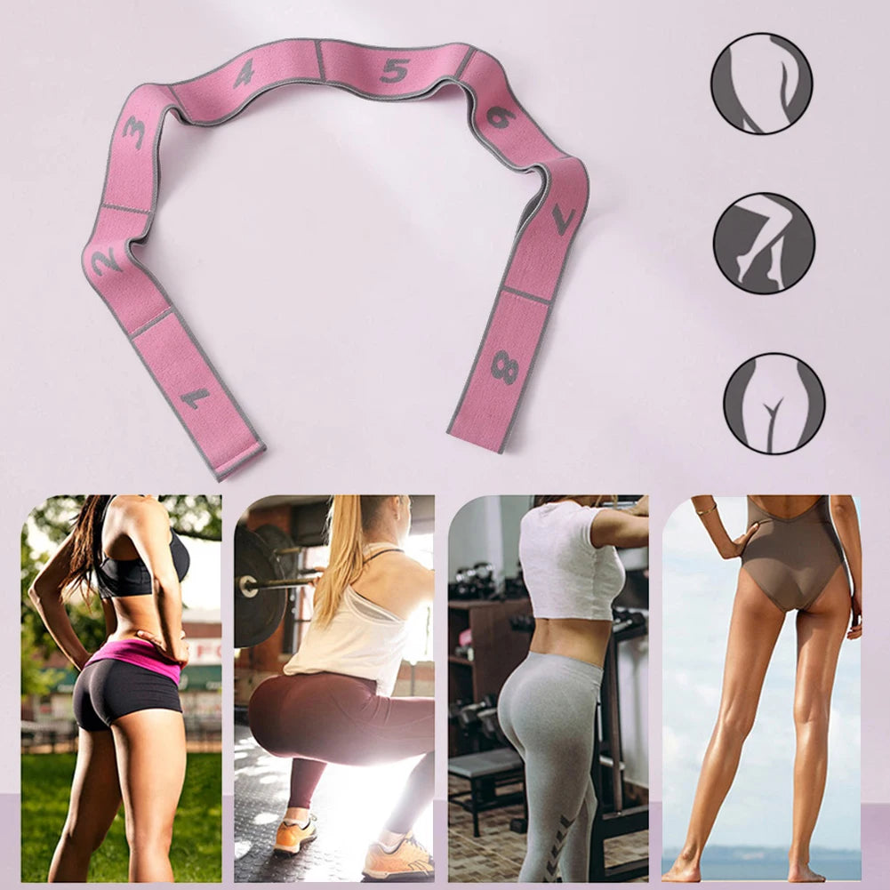 Fitness Exercise Pull Strap with 8 Numbers Stretch Resistance Band Exercise Elastic Band for Stretching and Physical Therapy