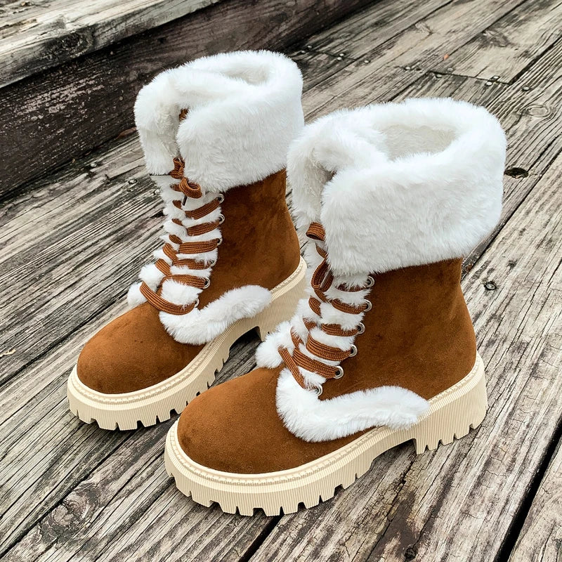Snow boots: New winter collection chunky-heeled ankle boots – warm, slip-resistant outdoor cotton footwear