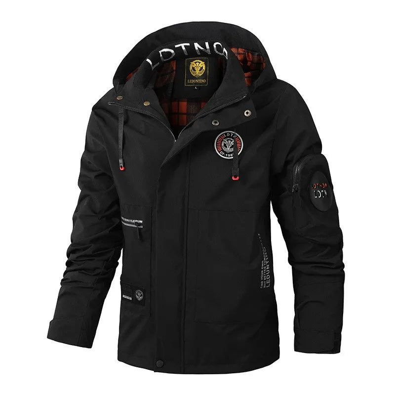 Men Lightweight Jackets Multi-Pockets Mesh Lined Outdoor Men Tactical Windproof Waterproof Jacket Mens Hooded Bomber Coats