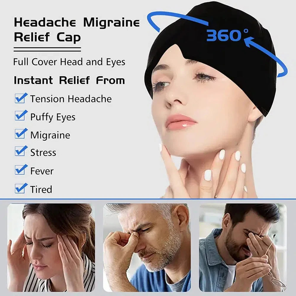 Hot Cold Therapy Headache Migraine Relief Cap Wearable Therapy Wrap Stress Pressure Pain ReliefIce Hat Eye Mask Head Massager