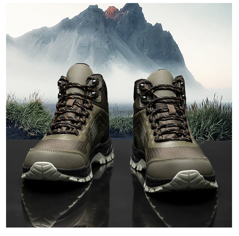 Hiking Shoes Men Outdoor Anti-slip Lace-up High-top Women Shoes Flat Breathable Shock-absorbing Casual Sports Shoes Men
