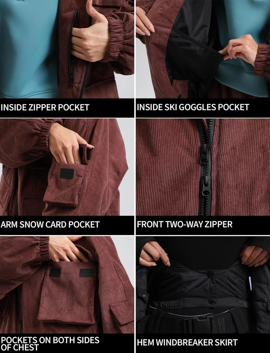 GSOU SNOW New Ski Jacket Loose Warm Windproof Snow Garment Waterproof Wear Resistant Skiing Clothing Winter Outdoor Sports Tops