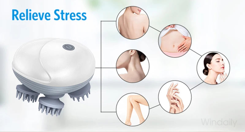 Electric Scalp Head Massager Kneading Vibrating Device Health Care Shoulder Neck Leg Arm Deep Tissue Massage Cat Pet Massager