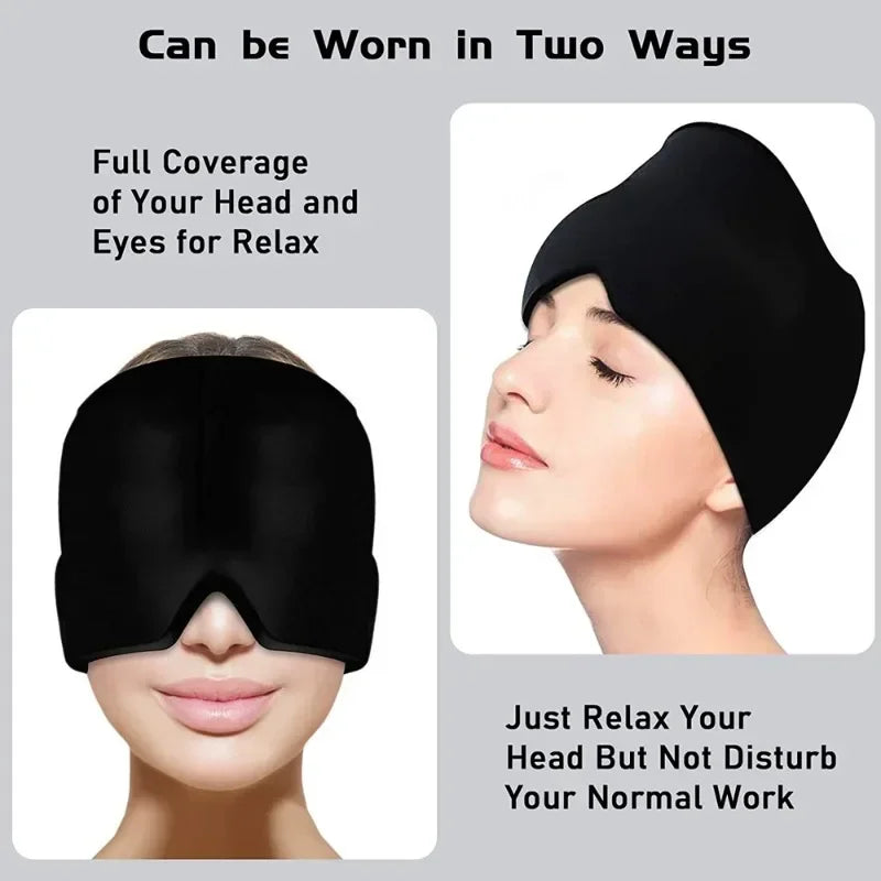 Hot Cold Therapy Headache Migraine Relief Cap Wearable Therapy Wrap Stress Pressure Pain ReliefIce Hat Eye Mask Head Massager