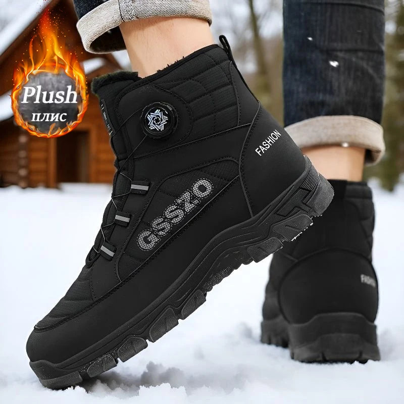 Snow Boots for Men Casual Winter Shoes Waterproof Platform Non-slip Warm Fur Ankle Boots Plush Combat Outdoor Hiking Boots