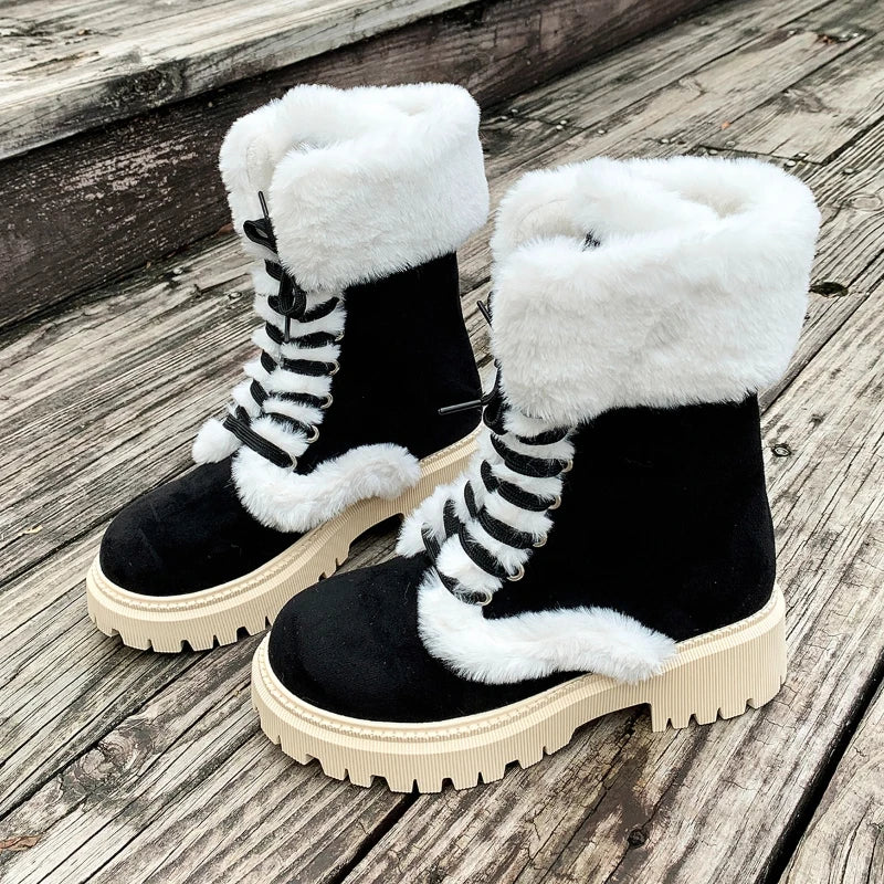 Snow boots: New winter collection chunky-heeled ankle boots – warm, slip-resistant outdoor cotton footwear
