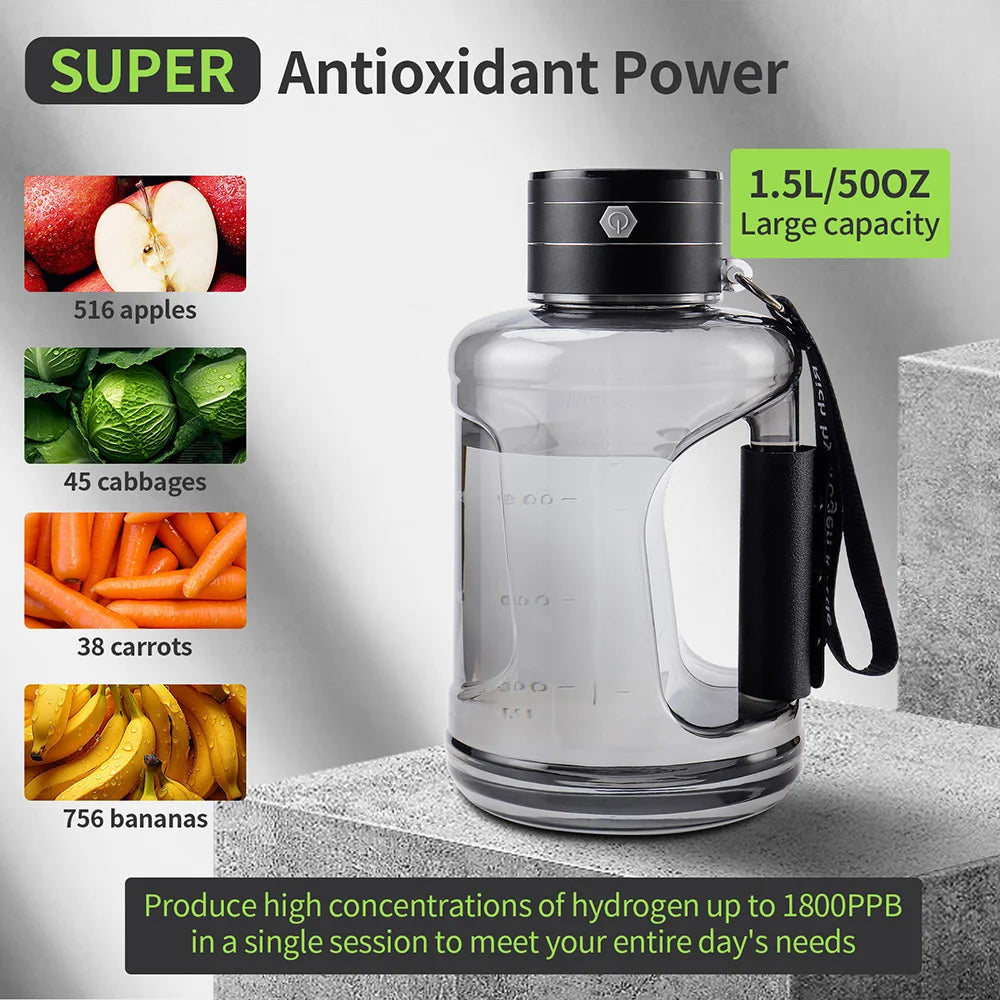 1.5L Hydrogen Water Bottle Hydrogen Rich Portable Sports Water Bottle Rich Molecular Hydrogen Water Generator Water Filter