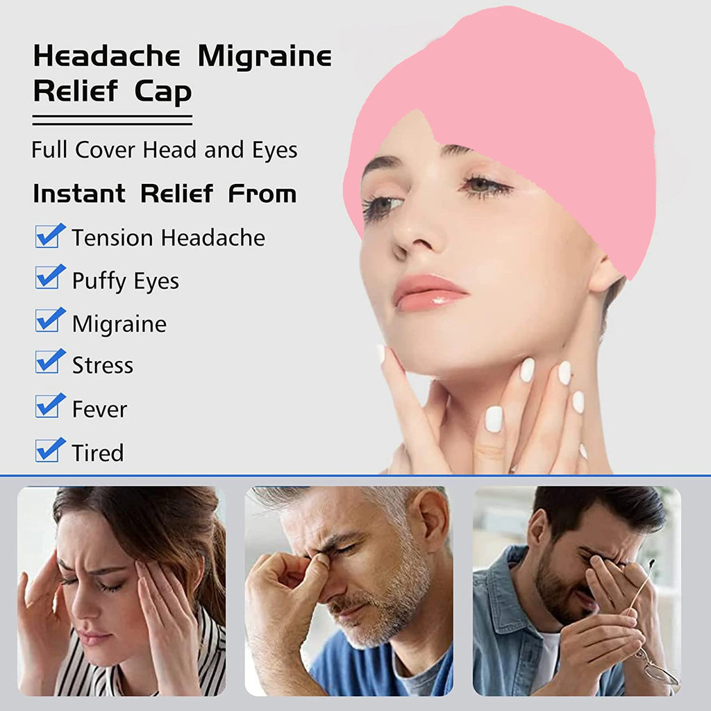 Relief Migraine Relief Cap Gel Ice Cap Single Layer Headgear Ice Pack Headgear Relief Pain Stretchable Compress Hood Eye Mask