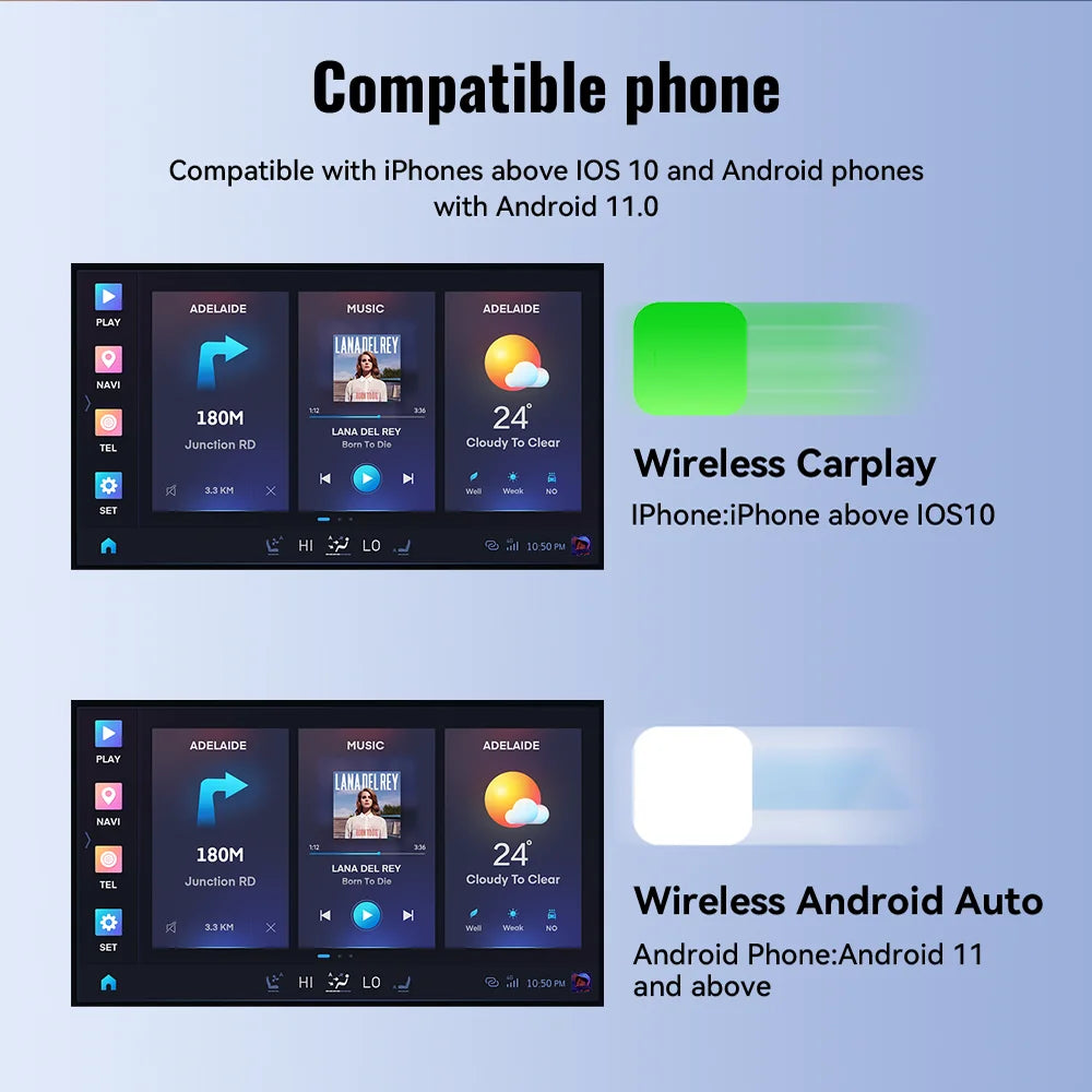 Wired to Wireless CarPlay&Android Auto 2in1 Mini Adapter USB 5GHz WiFi Suitable for 99% of original wired carplay/auto cars