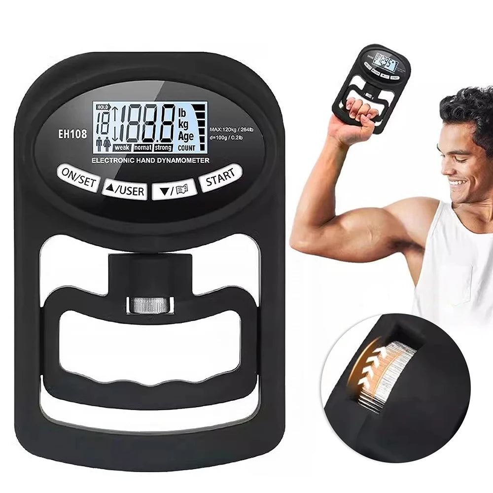 Digital Hand Dynamometer Hand Grip Strength Trainer USB Rechargeable Grip Strengthener Hand Exerciser Meter for Home School Use