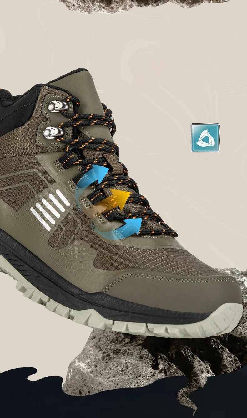 Hiking Shoes Men Outdoor Anti-slip Lace-up High-top Women Shoes Flat Breathable Shock-absorbing Casual Sports Shoes Men