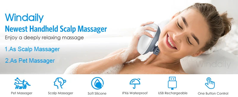 Electric Scalp Head Massager Kneading Vibrating Device Health Care Shoulder Neck Leg Arm Deep Tissue Massage Cat Pet Massager