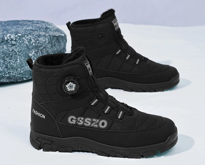Snow Boots for Men Casual Winter Shoes Waterproof Platform Non-slip Warm Fur Ankle Boots Plush Combat Outdoor Hiking Boots