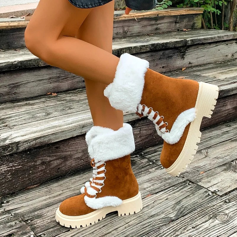Snow boots: New winter collection chunky-heeled ankle boots – warm, slip-resistant outdoor cotton footwear