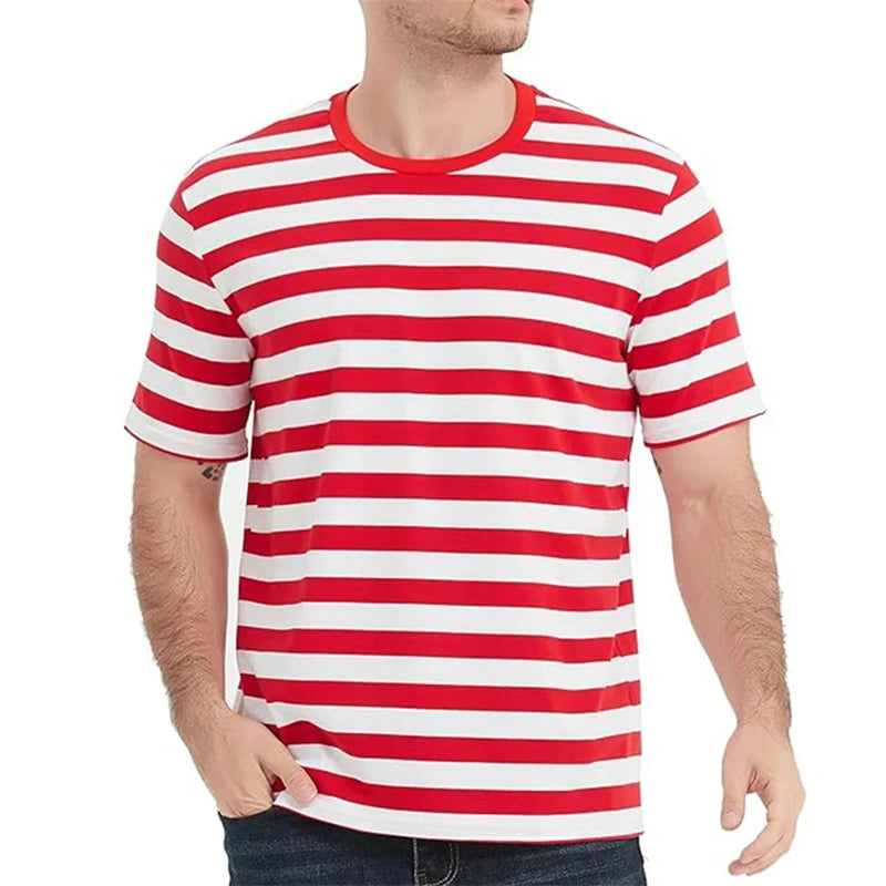 T Shirt for Man Simple Pinstripe Graphic Summer Casual 3D Printed Short Sleeve T-Shirts Fashion Streetwear Oversized Tees Tops