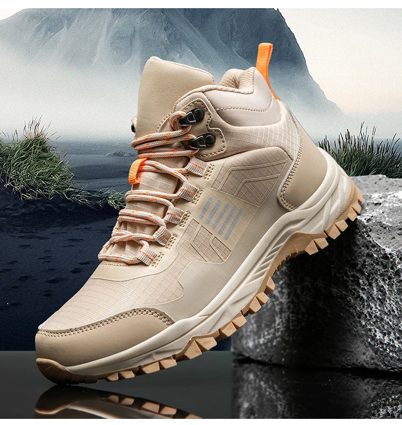 Hiking Shoes Men Outdoor Anti-slip Lace-up High-top Women Shoes Flat Breathable Shock-absorbing Casual Sports Shoes Men