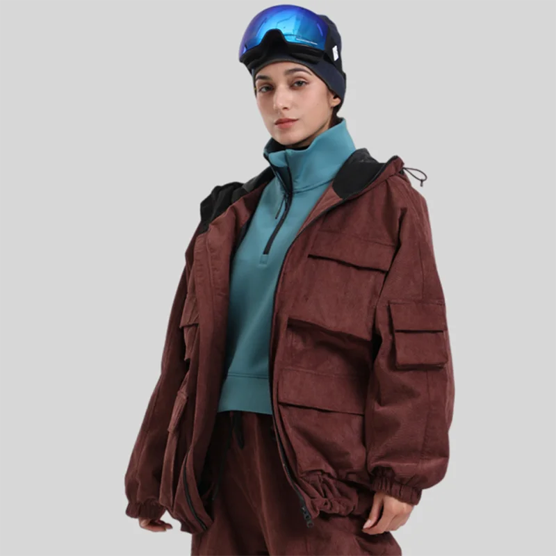 GSOU SNOW New Ski Jacket Loose Warm Windproof Snow Garment Waterproof Wear Resistant Skiing Clothing Winter Outdoor Sports Tops